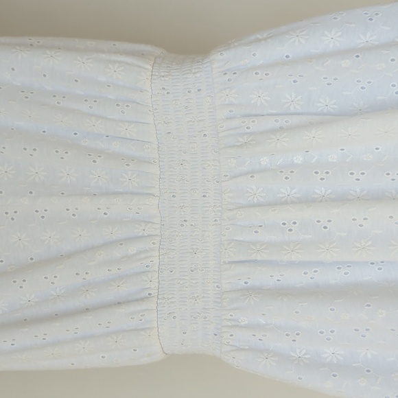 LOFT | White Eyelet Flounce Double V Dress, - Picture 11 of 15